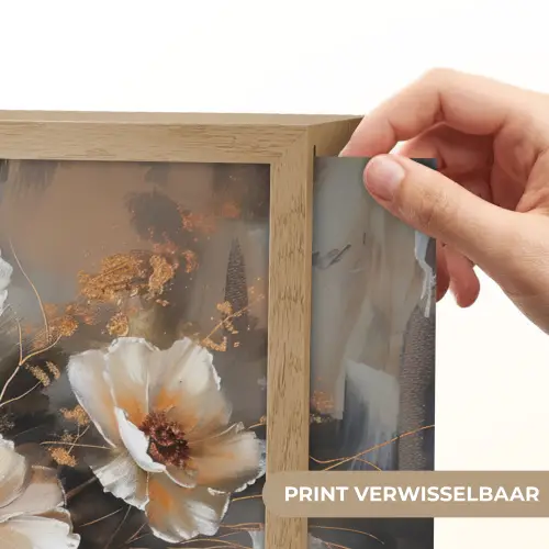 Bloemen - Wit - Vaas - Modern Light Box met batterij (Wandlamp) middel -USP_websiteprintNL