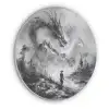 Krijger - Draak - Grijs Akoestische PET Vilt - Rond klein -3d