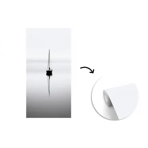 Zeilboot - Zwart - Water - Silhouet fotobehang vinyl groot -3d