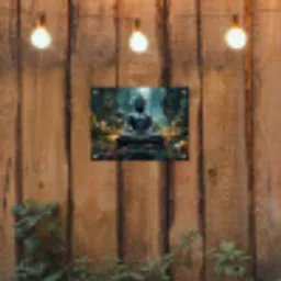 Boeddha in een mystieke tuin tuinposter los doek klein -sfeer1