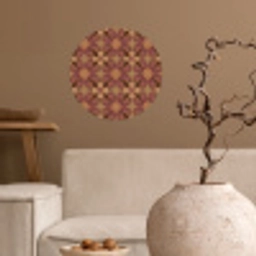 Retro - Bloemen - Bruin Wandcirkel behangsticker klein 186 -sfeer1
