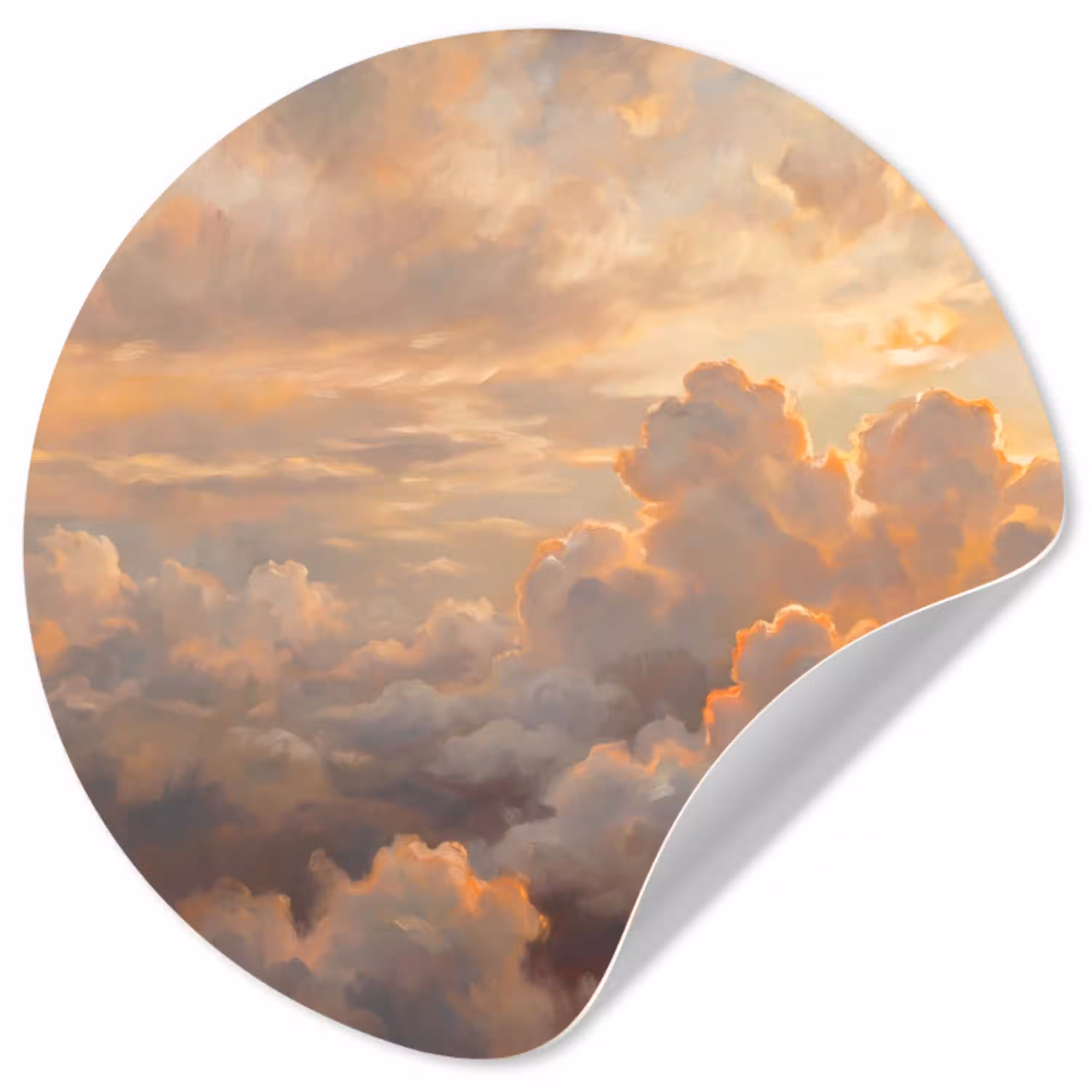 Wolken - Zonsondergang - Natuur - Abstract - Goud Wandcirkel behangsticker klein -3d