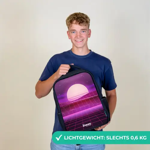 Rasterlandschap met zon Rugzak - Zwart middel -sfeer7_NL