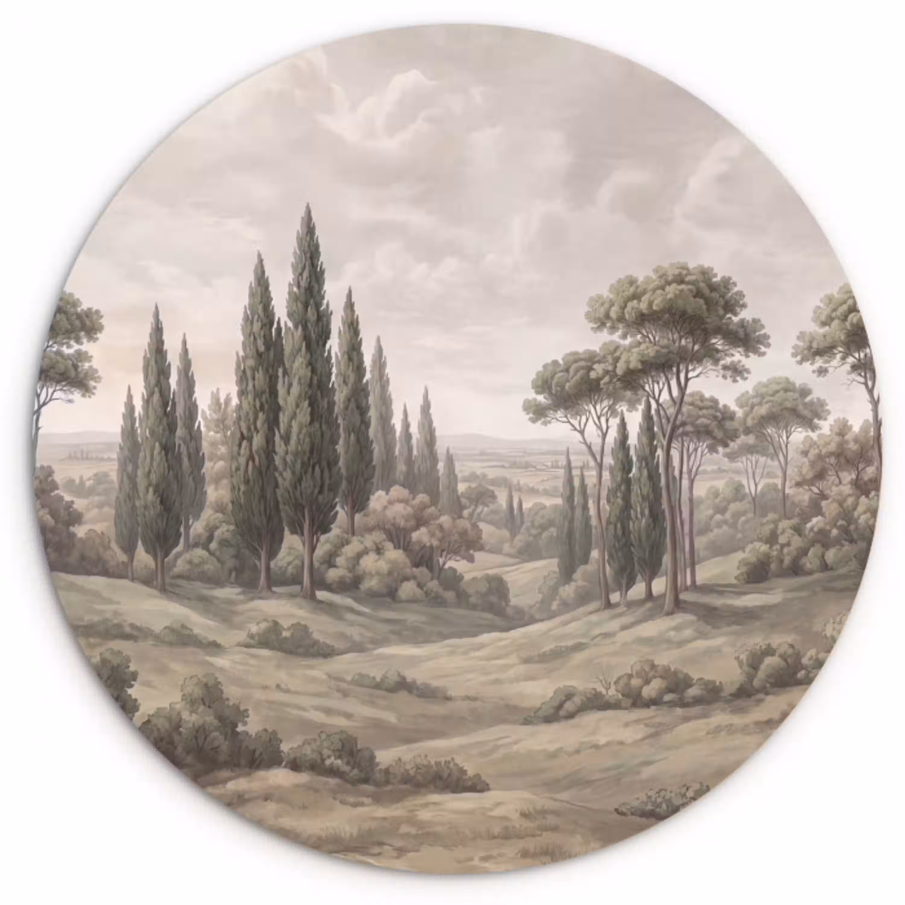Vallei - Bos - Natuur - Groen Wandcirkel kunststof plaat 5mm dik klein -3d