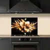 Bloemen - Goud - Graffiti - Zwart - Abstract keuken achterwand spatscherm klein -sfeer1