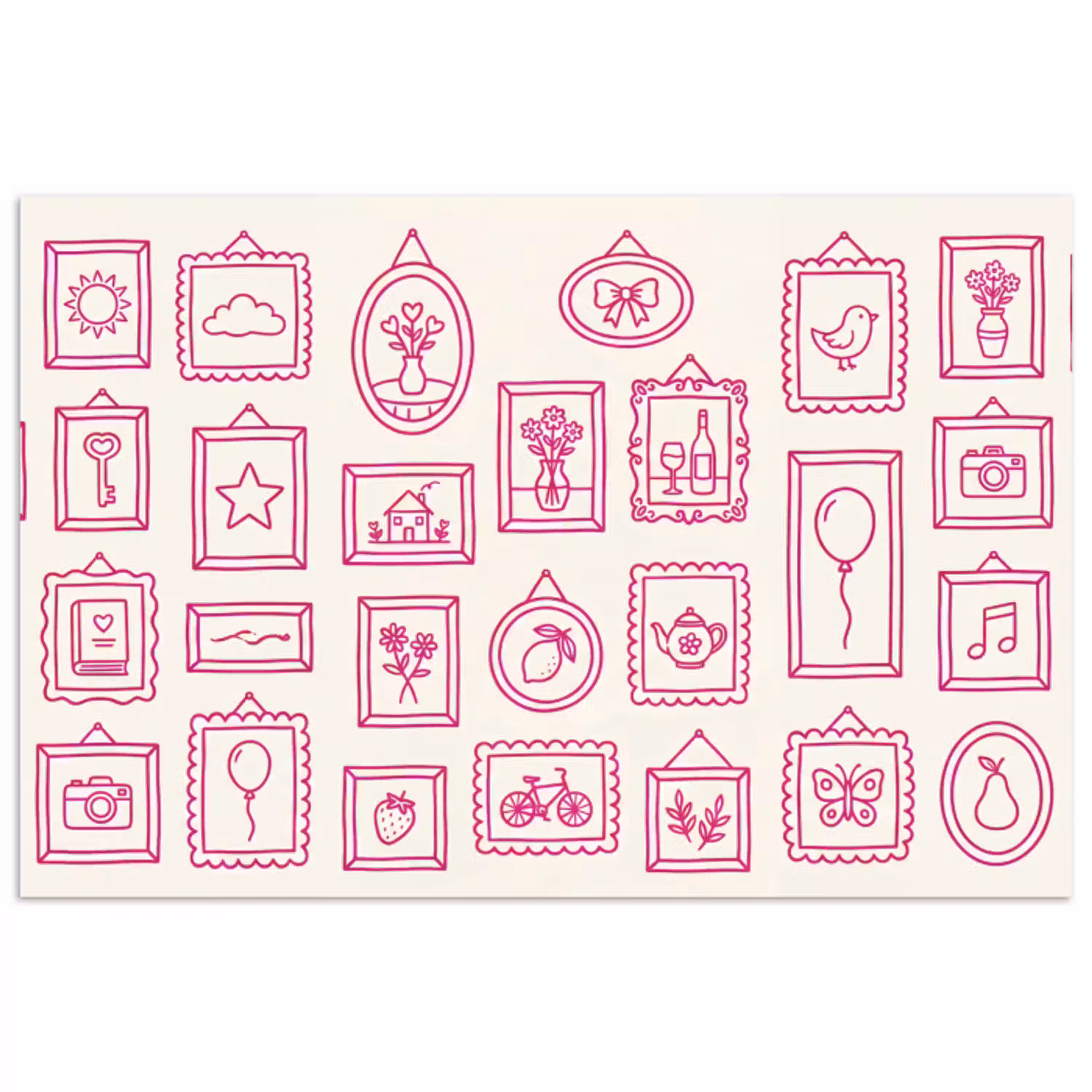 Illustratie - Collectie - Kunst - Minimalistisch - Roze poster papier klein -3d