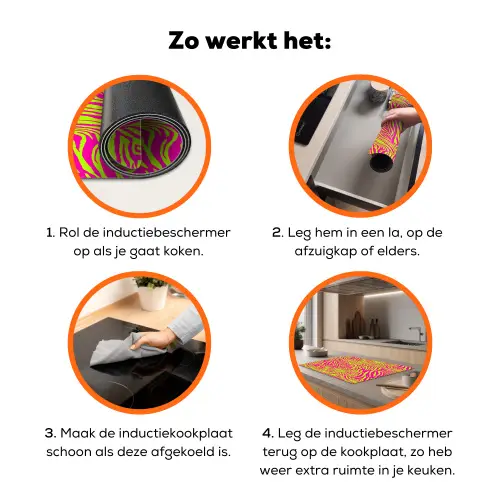 Neon - Zebra - Roze - Groen Inductie beschermer vinyl 3mm klein 276 -zzzzzzz-td-werking