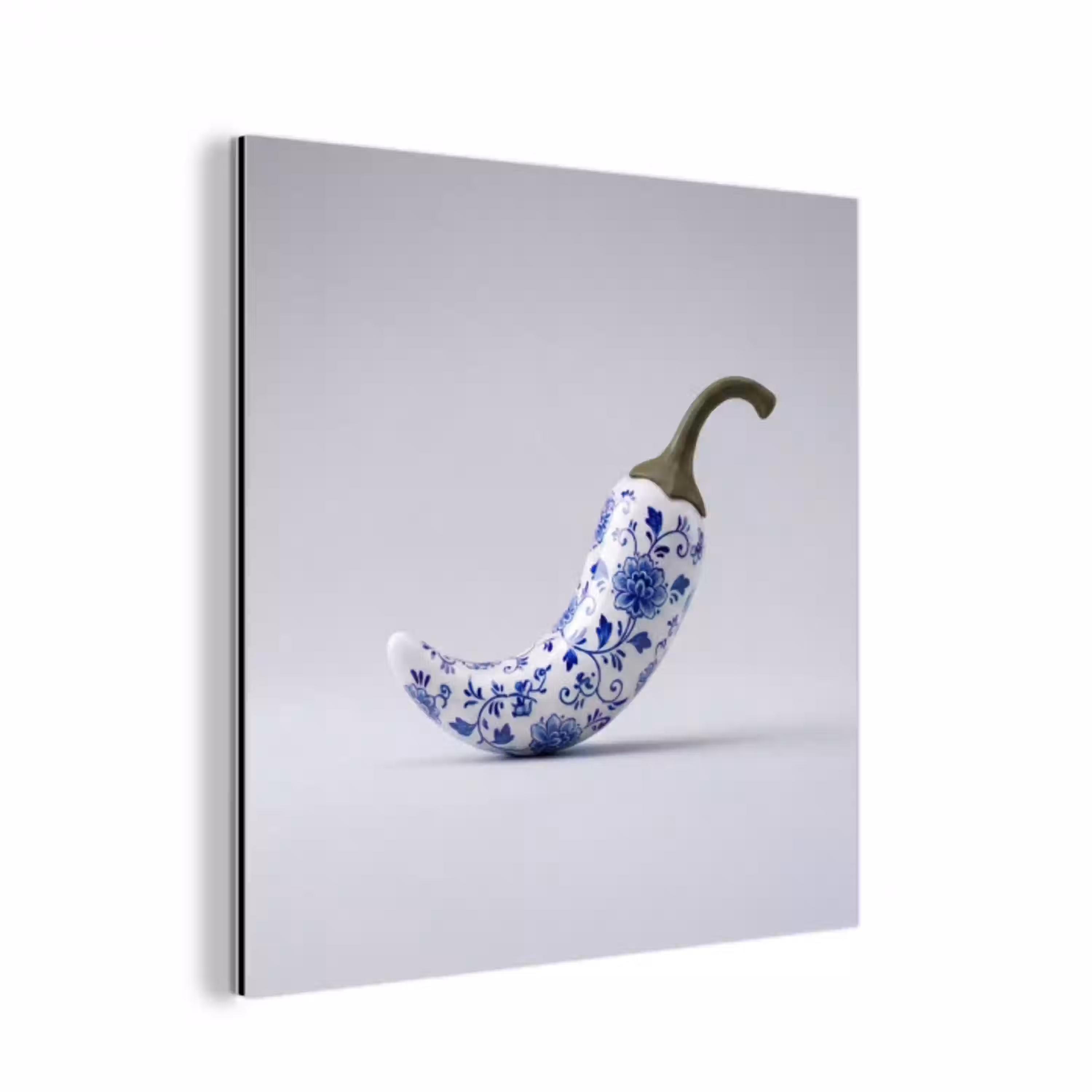 Chilipeper - Keramiek - Blauw aluminium wit klein -3d