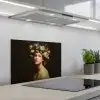 Bloemenstilte - Vrouw - Portret keuken achterwand spatscherm klein -3d_schuin