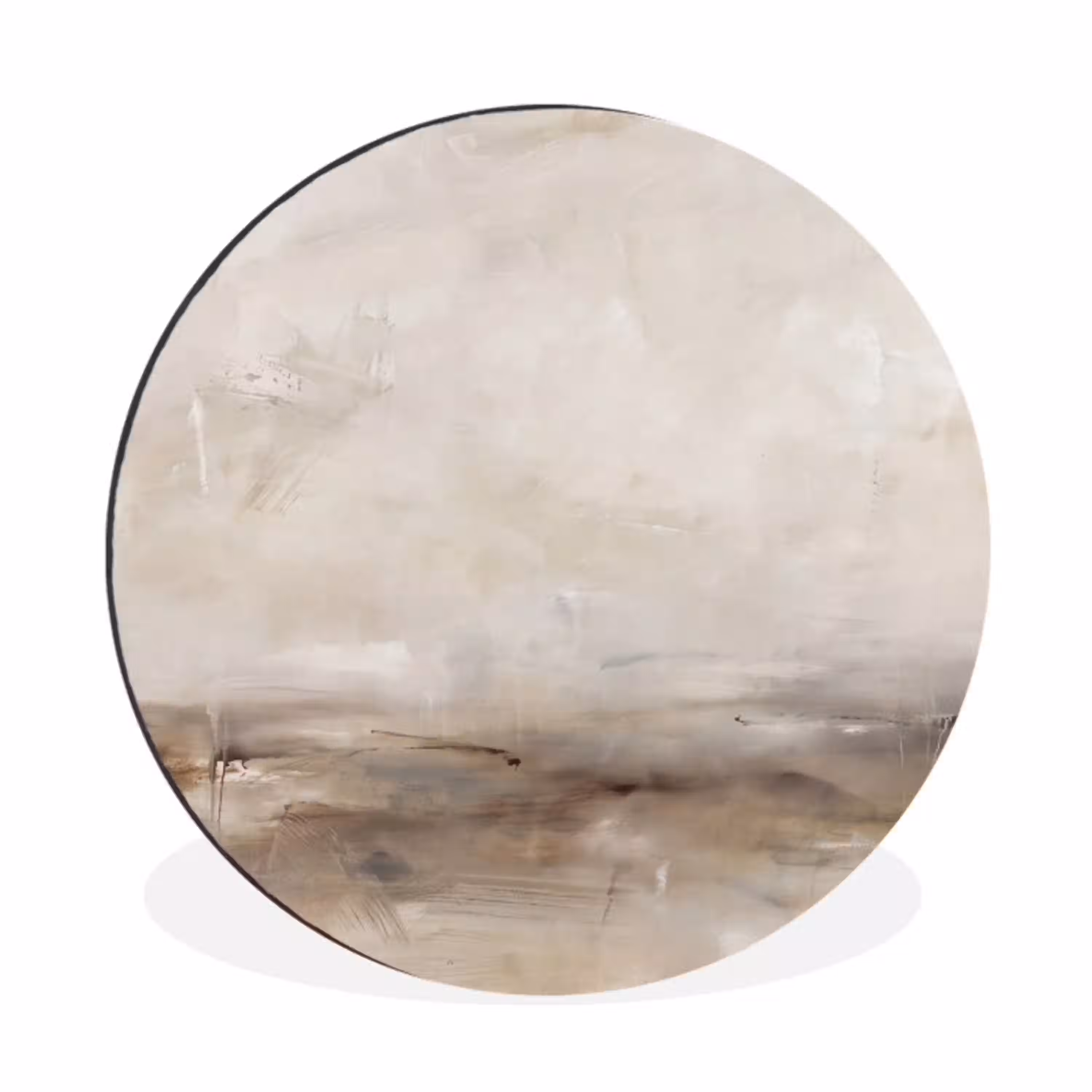 Abstrakt - Landschap - Modern - Beige - Kunst Wandcirkel aluminium klein -3d