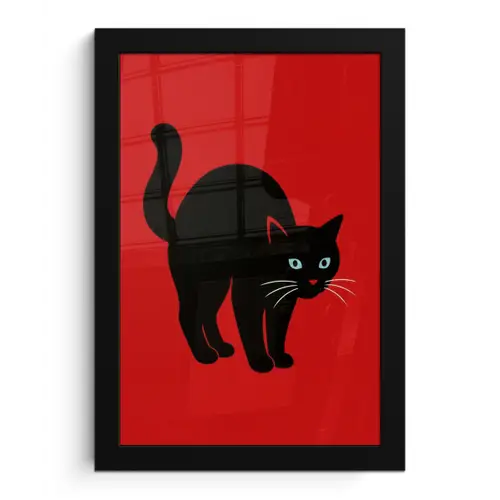 Kat - Zwart - Staart fotolijst zwart zonder passe partout klein -3d
