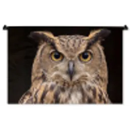 Oehoe - Uil - Portret - Bruin Wandkleed katoen middel -zz3d
