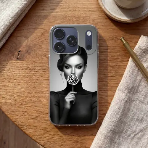 Vrouw - Lolly - Zwart Telefoonhoesje iPhone 17 Pro klein -sfeer1