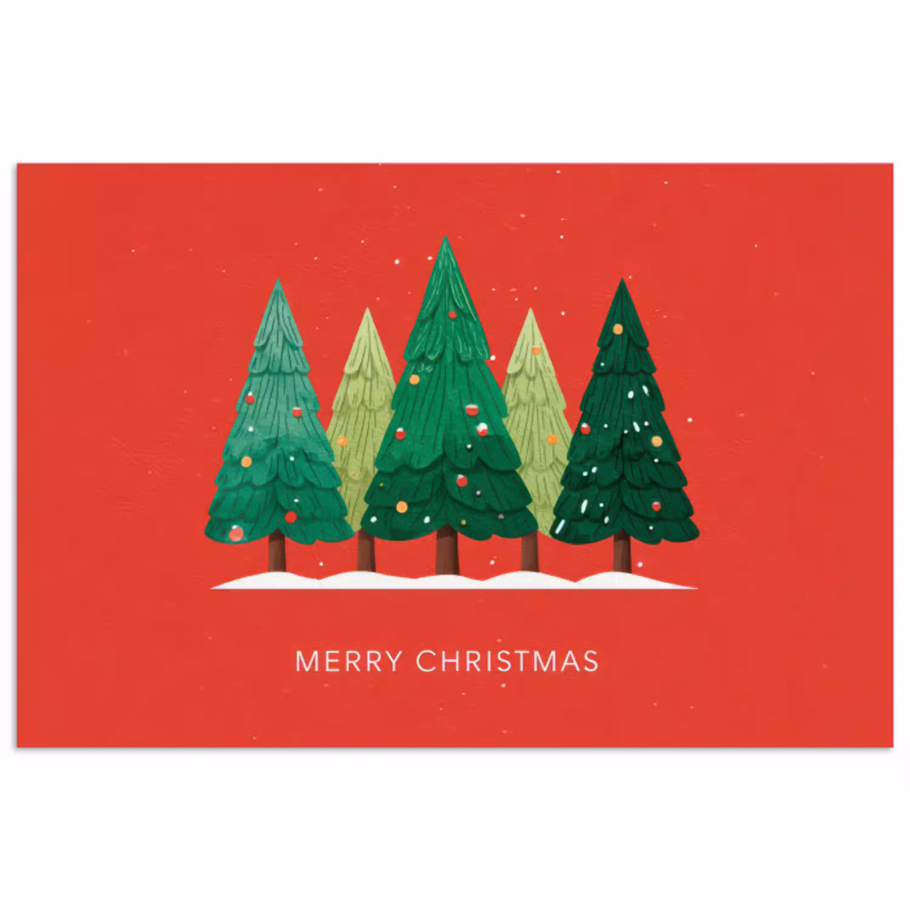 Minimalistisch - Kerstbomen - Rood - Sneeuw poster papier klein -3d