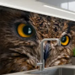 Uil - Dier - Oranje keuken achterwand 2 middel -zzzz3d_schuin