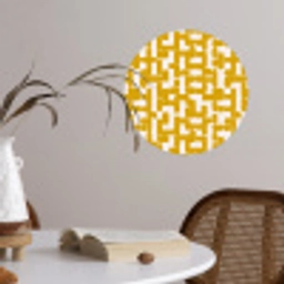 Geel - Beige - Patroon Wandcirkel behangsticker klein 186 -sfeer3