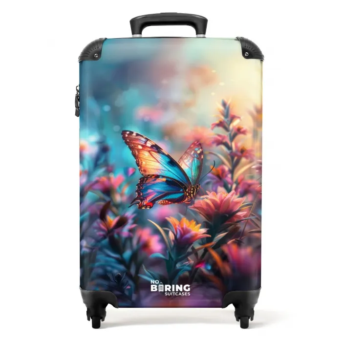Vlinder flowers Koffer - NBS - Handbagage middel -productfoto_recht