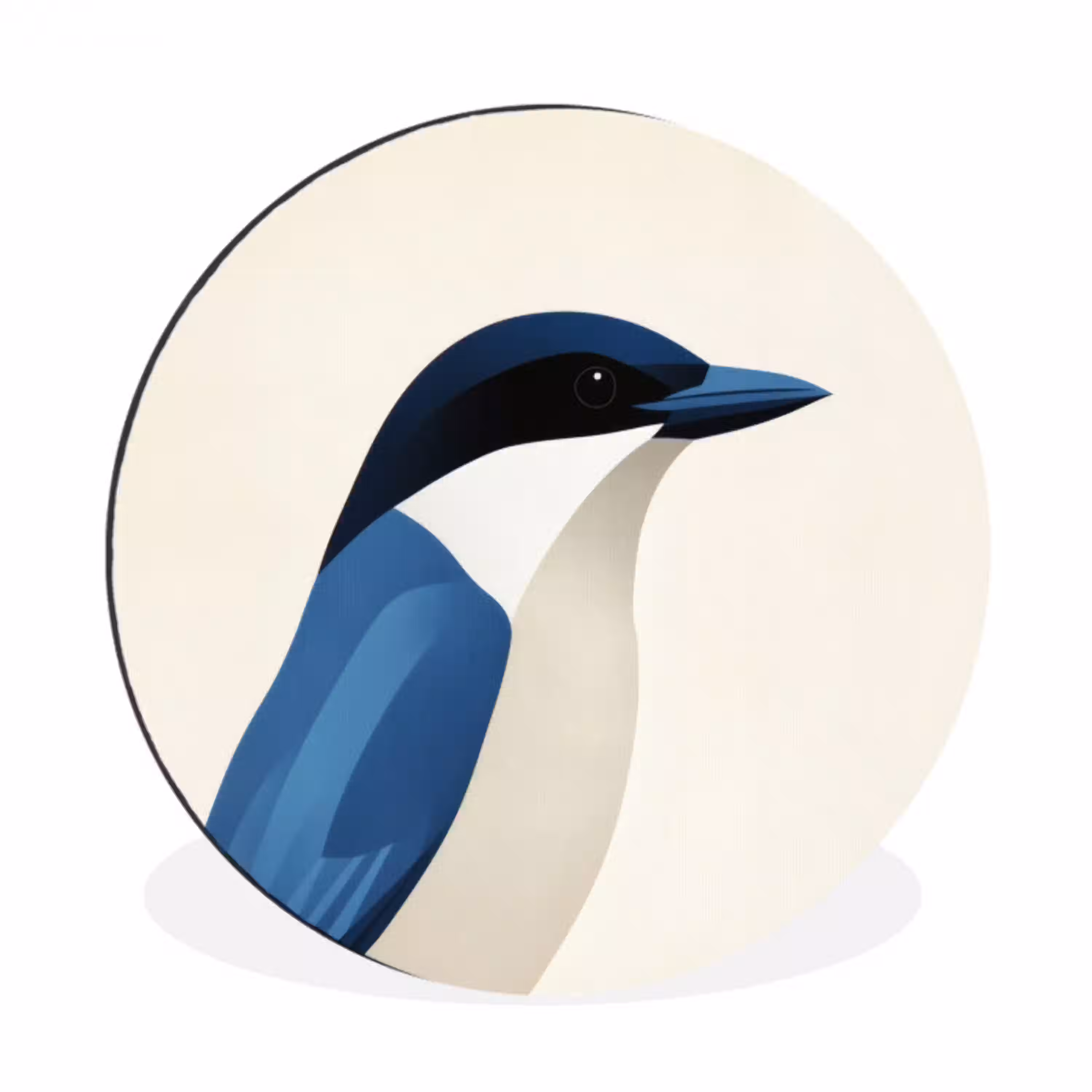 Illustratie - Blauw - Vogel Wandcirkel aluminium klein -3d