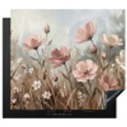Bloemen - Botanisch - Schilderij - Pastel - Rustiek Inductie beschermer vinyl 3mm middel -3d