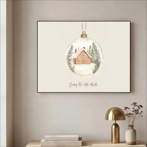 Quote - Winter - Kerst - Beige - Kerstbal Textielframe zwart klein -sfeer2