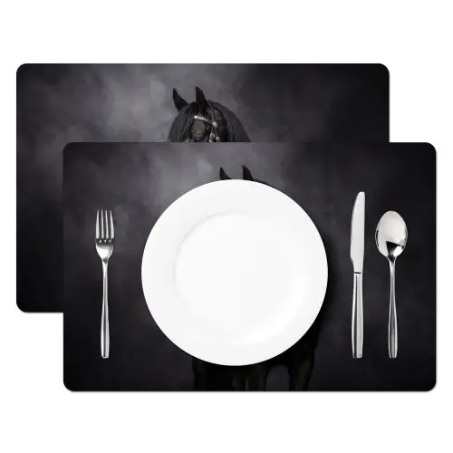 Portret - Paard - Zwart Placemat vinyl groot -zzsfeer2_Kitchenyeah-website