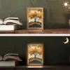 Boom - Natuur - Goud - Modern Light Box met kabel (Tafellamp) klein -sfeer3