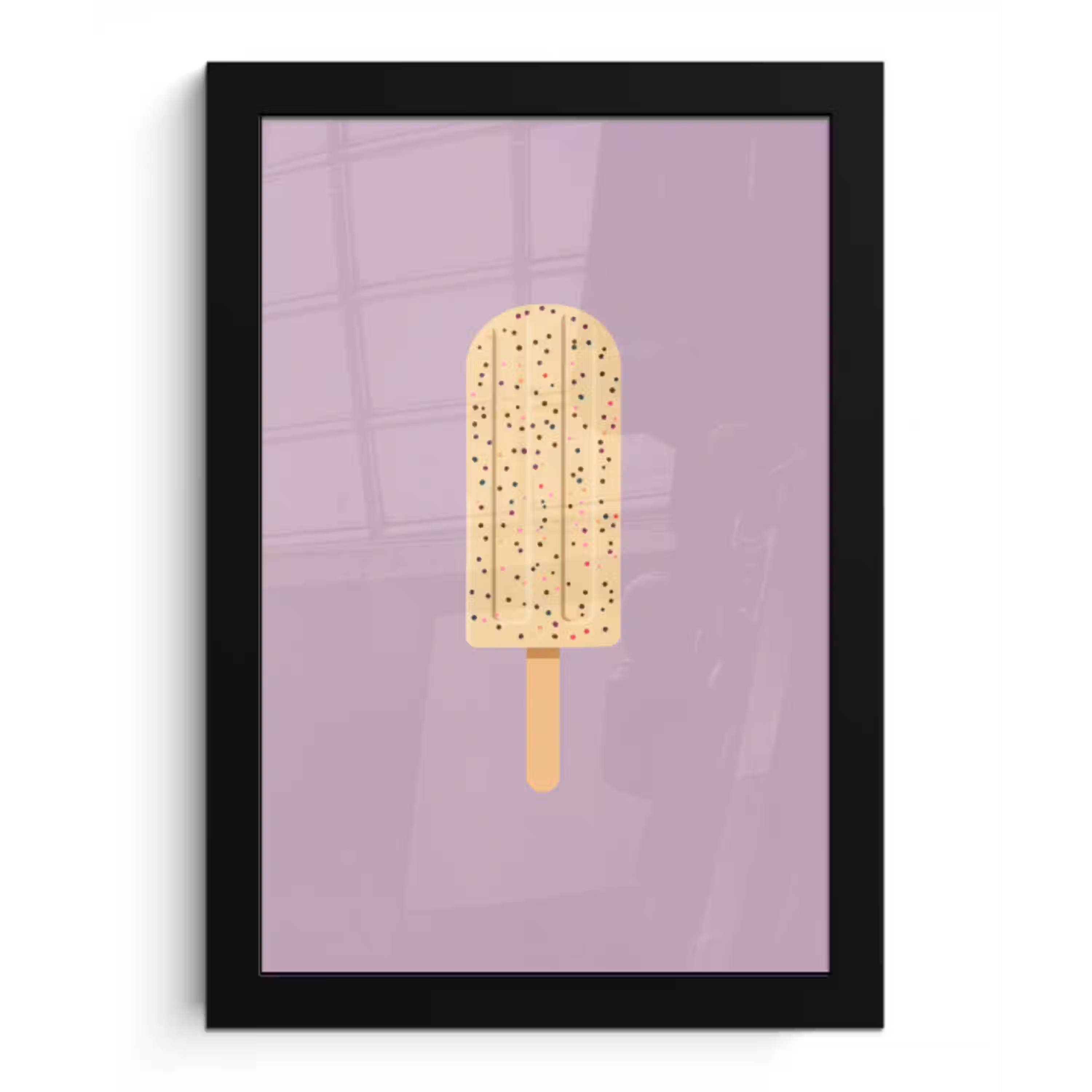 Beige - Ijsje - Spikkels fotolijst zwart zonder passe partout klein -3d