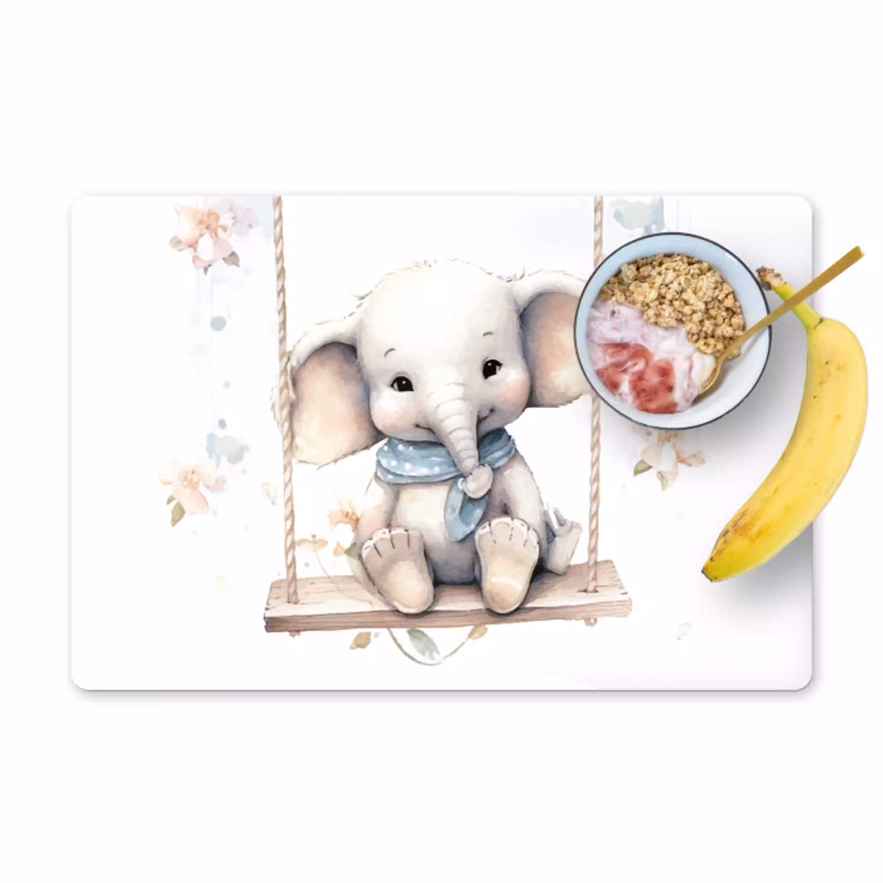 Olifant - Dier - Kinderen - Babykamer - Kinderkamer - Bloemen Placemat vinyl groot -zzzproduct_Kitchenyeah-website
