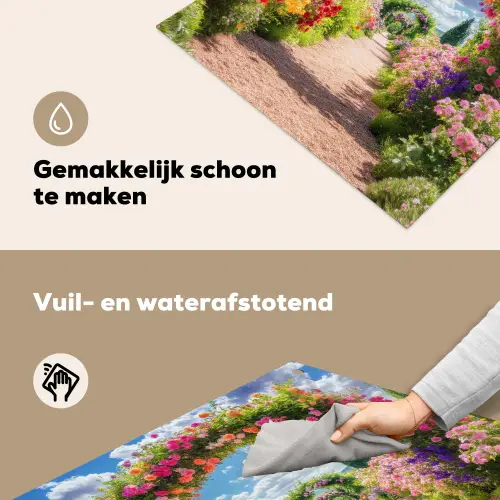 Doorkijk - Bloemen - Kleurrijk - Natuur Inductie beschemer met haakjes middel -ky-schoon-nl
