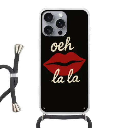 Lip - Rood - Quote Hoesje iPhone 16 Pro Max met koord klein -3d