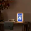 Zon - Gezicht - Penseelstructuur - Blauw Light Box met kabel (Tafellamp) klein -sfeer4