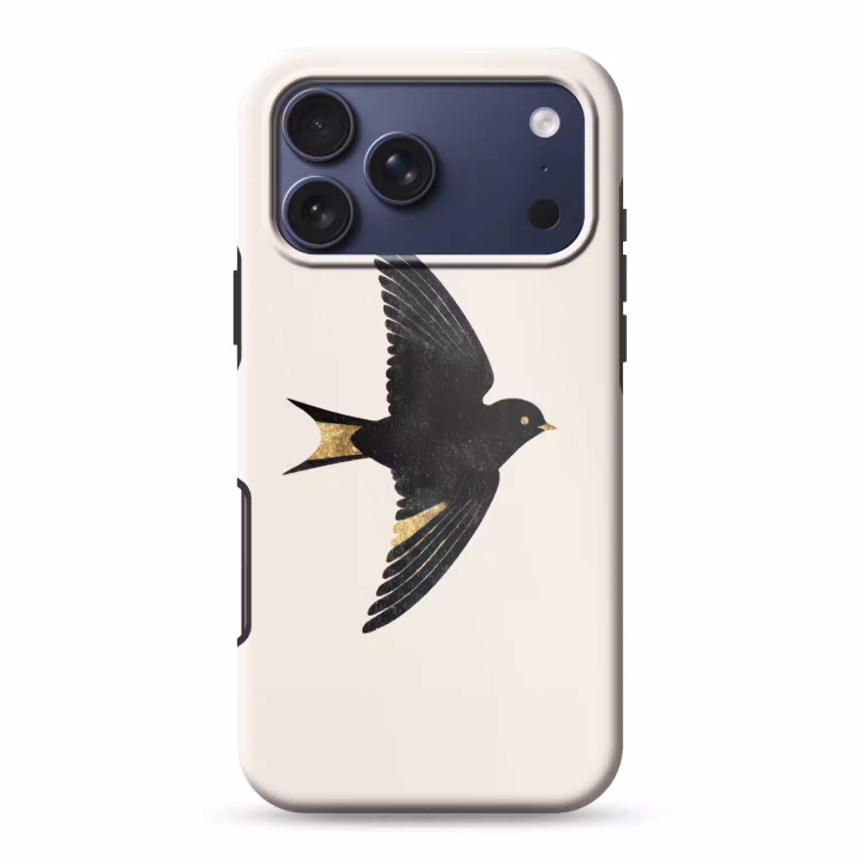 Zwarte zwaluw - Gouden accenten - Lichte achtergrond Toughcase MagSafe Apple iPhone 17 Pro Max klein -3d