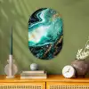 Marmerlook - Blauw - Goud - Glitter - Luxe - Marmer Wandcirkel Ovaal Forex klein -sfeer2