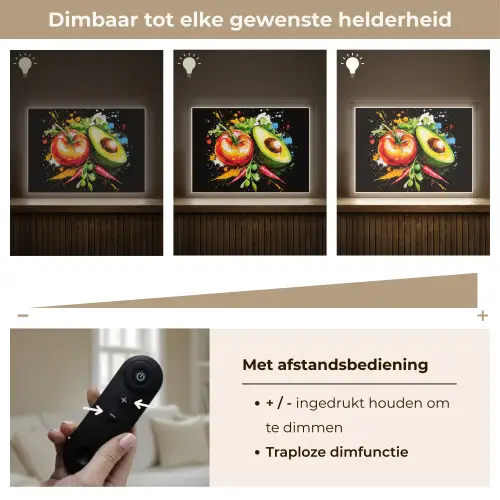 Tomaat - Avocado - Peper - Graffiti - Verf - Modern Light Box met batterij (Wandlamp) middel -USP_dimbaarNL