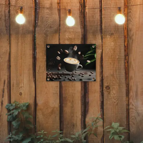Cappuccino - Kop - Bonen - Bruin tuinposter los doek klein -sfeer1