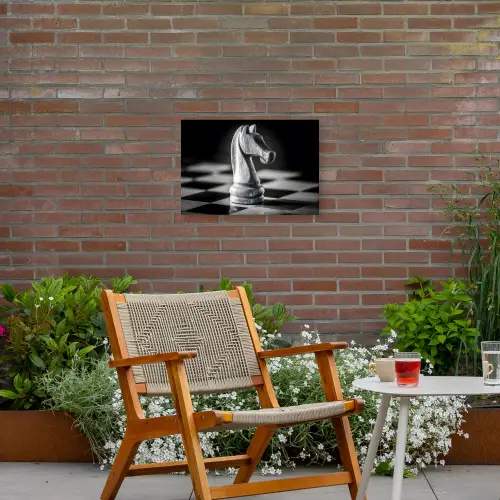 Paard - Hout - Schaalbord - Zwart Tuinposter op houten frame 2 cm dik klein -sfeer3
