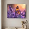 Bloemen - Vlinder - Lavendel - Bloem - Natuur Textielframe - compleet frame klein -sfeer2
