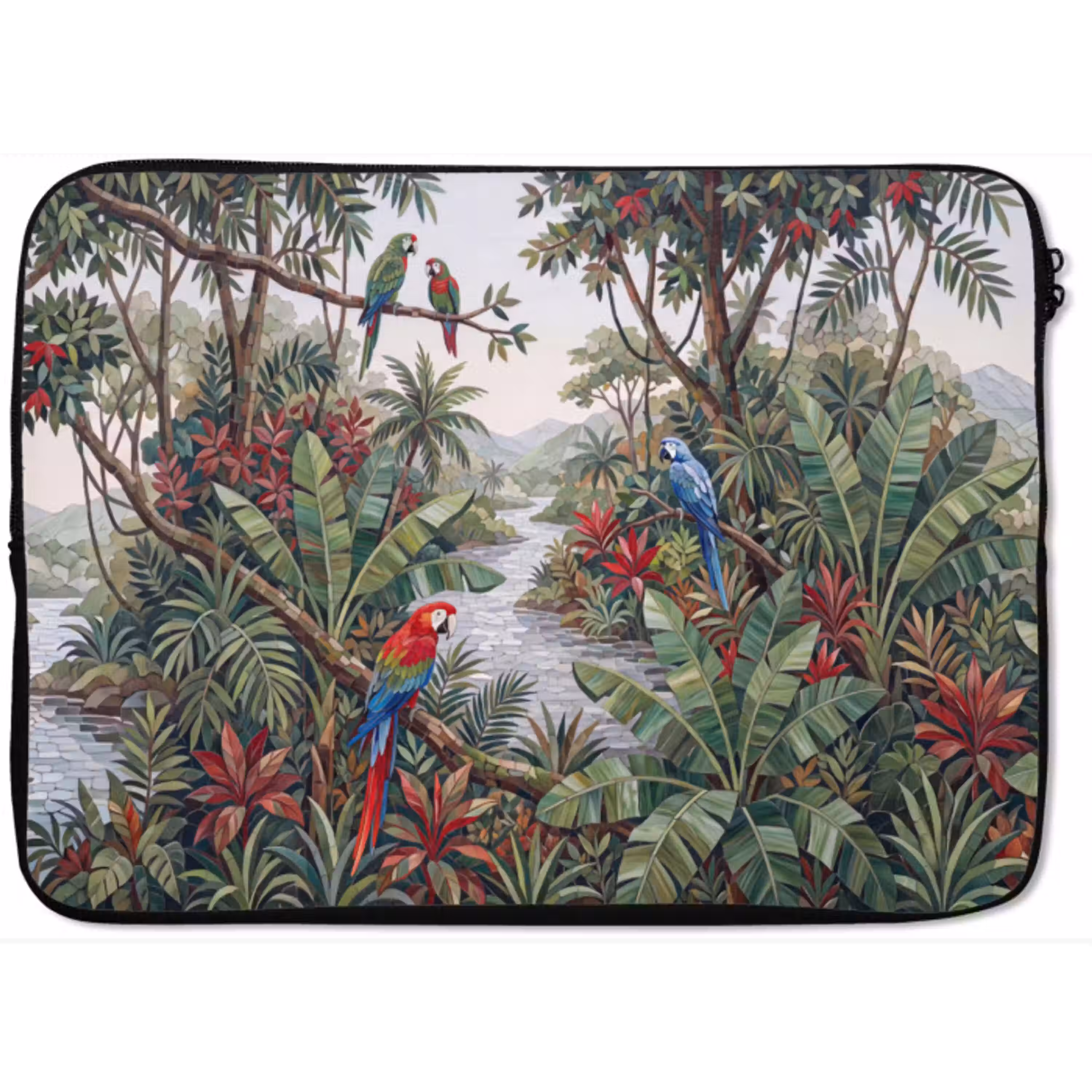 Vogel - Jungle - Natuur - Mozaïek - Groen laptophoes neopreen klein -zkaufland3dotto