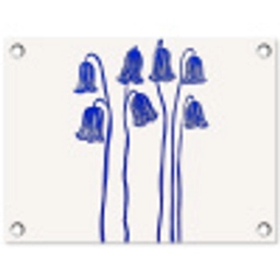 Bloemen - Blauw - Lijnen - Bloemblaadjes tuinposter los doek klein -3d