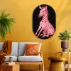 Zebra - Roze - Gestreept Wandcirkel Ovaal Glas middel -sfeer4