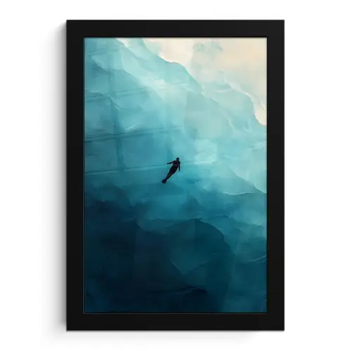Zee - Silhouet - Abstract - Blauw fotolijst zwart zonder passe partout klein -3d