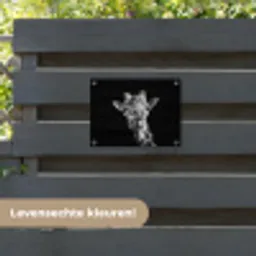Giraffe - Dier - Zwart - Wit tuinposter los doek klein -sfeer3