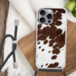 Koeienhuid - Klassiek - Bruin Hoesje iPhone 16 Pro Max met koord klein -sfeer4
