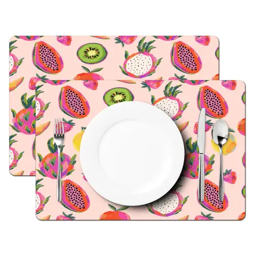 Roze - Kleuren - Fruit - Patroon Placemat vinyl groot 368 -zzsfeer2_Kitchenyeah-website