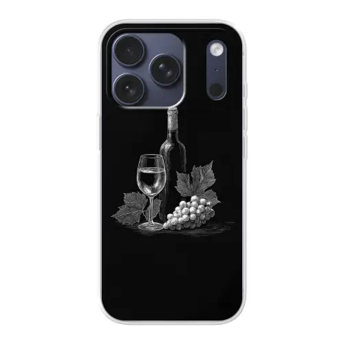 Wijnfles - Glas - Druiven - Bladeren Telefoonhoesje iPhone 17 Pro klein -3d