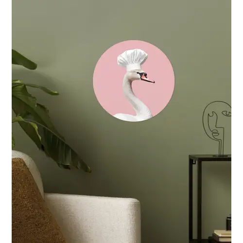Zwaan - Koksmuts - Mooi - Klassiek Wandcirkel behangsticker klein -sfeer2