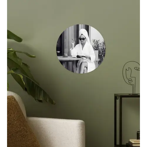Modern - Vrouw - Zwart - Wit Wandcirkel behangsticker klein -sfeer2