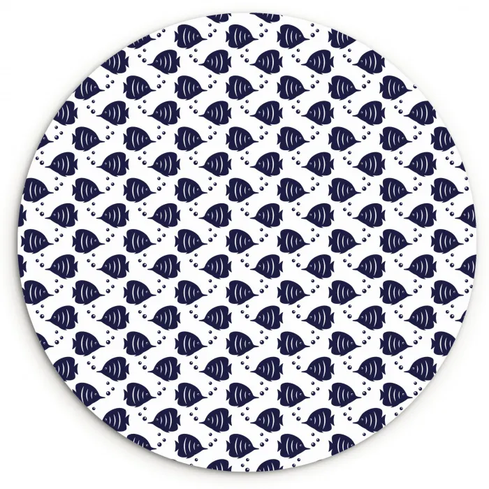 Oceaan - Vis - Blauw - Wit Wandcirkel kunststof plaat 5mm dik klein 188 -3d