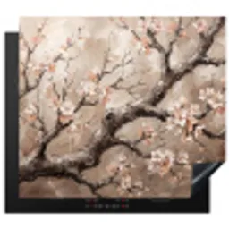 Bloesem - Takken - Schilderij - Beige - Serene Inductie beschermer vinyl 3mm middel -3d