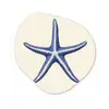 Blauwe zeester - Minimalistisch - Beige Wandcirkel Organisch Forex 3mm klein -3d